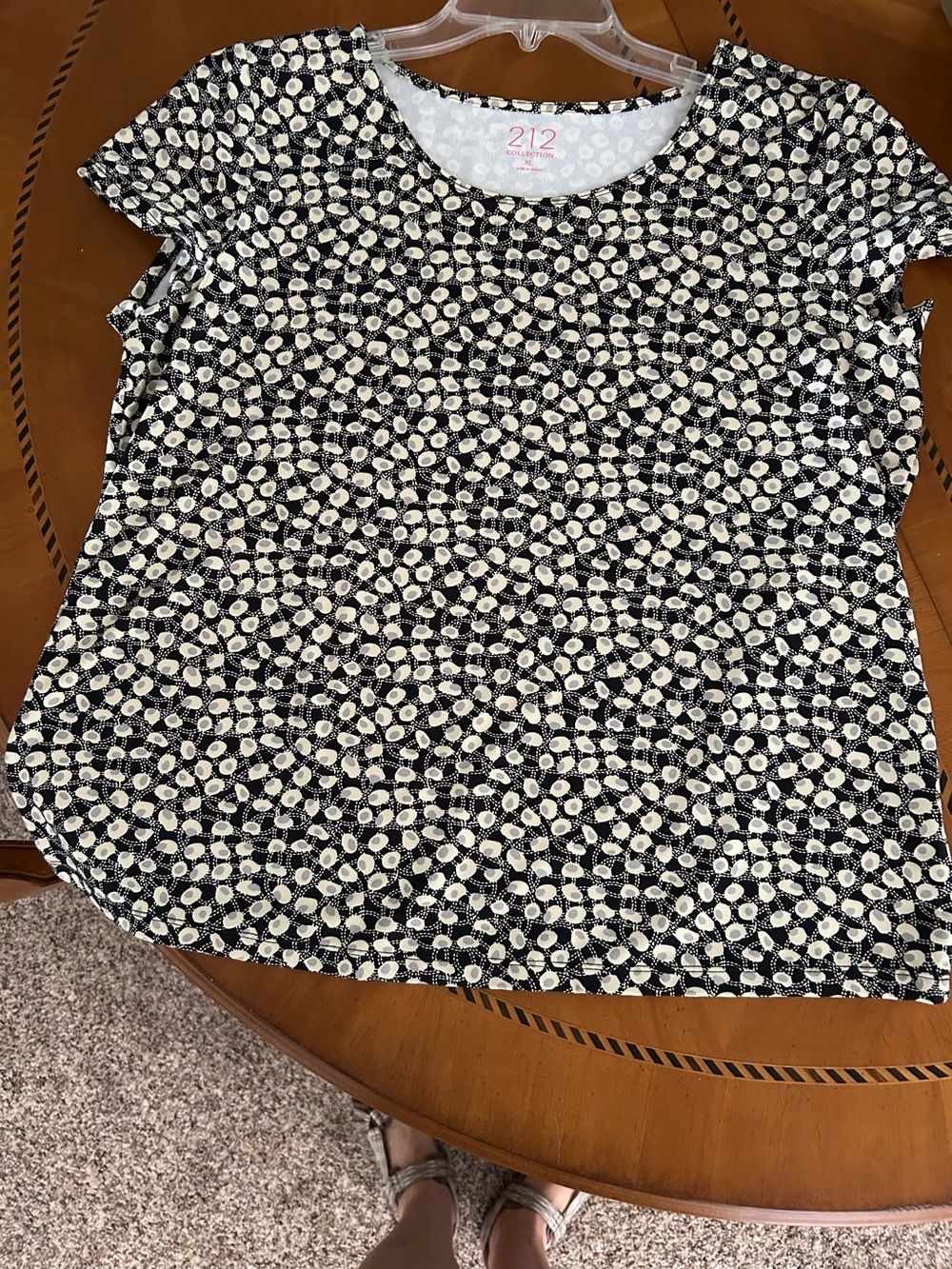 Fiorucci Black and White Floral Dot Short Sleeve Tee SE
